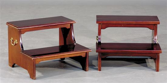 Appraisal: Pair of mahogany bed steps th centurytwo molded steps on