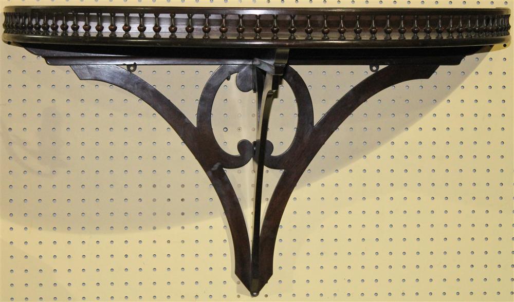 Appraisal: GEORGIAN STYLE MAHOGANY DEMILUNE GALLERIED WALL BRACKET having a demilune