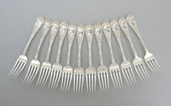 Appraisal: A Lot of Twelve Sterling Silver Dinner Forks Dominick Haff