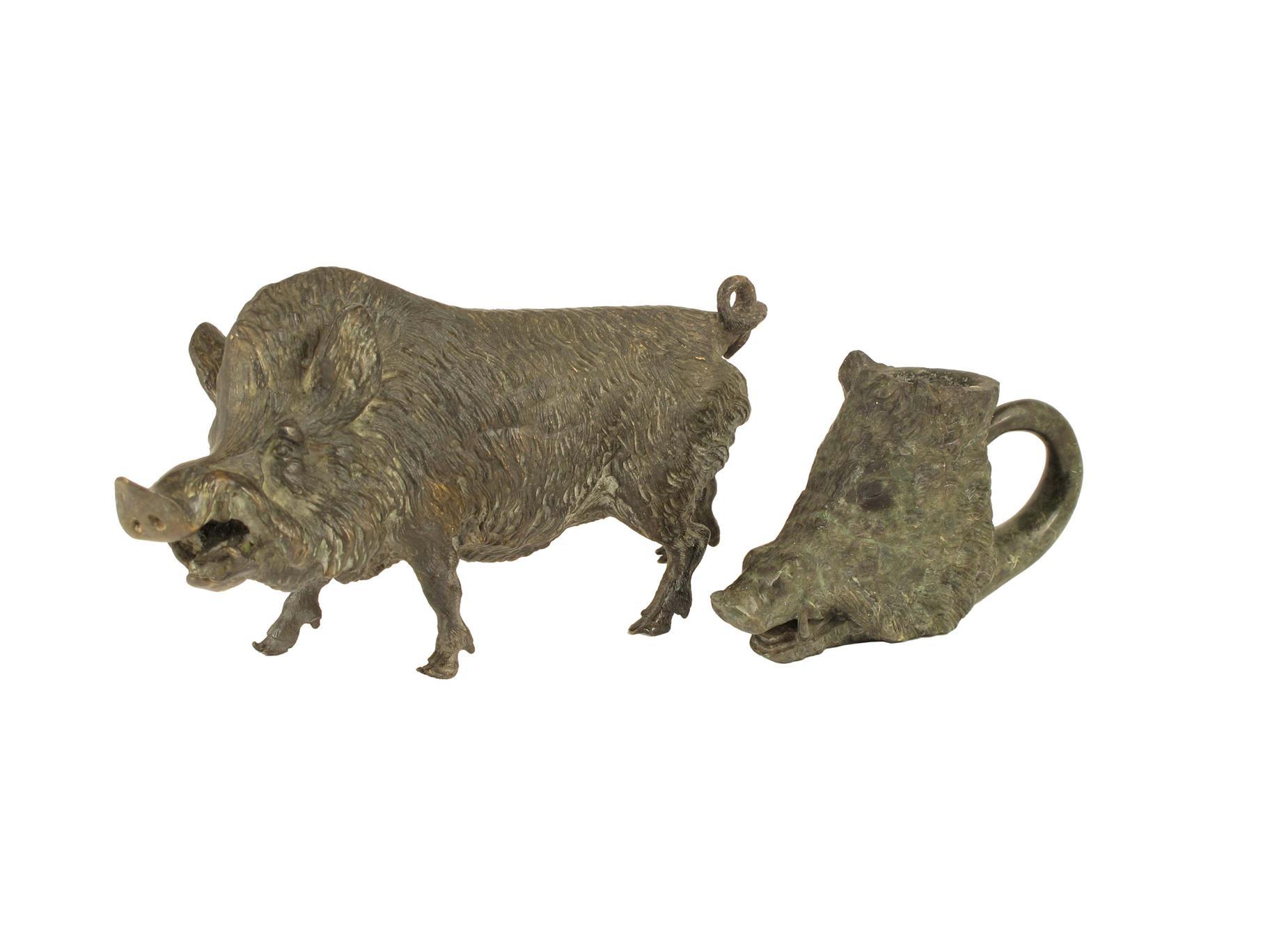 Appraisal: A th century bronze model of a wild boar