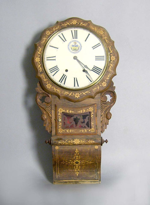 Appraisal: Marquetry wall clock h