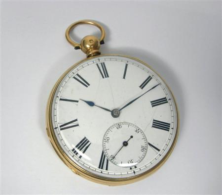 Appraisal: A Victorian ct gold open faced pocket watch the white