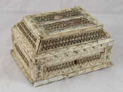 Appraisal: A Russian walrus ivory and bone veneered casket early th