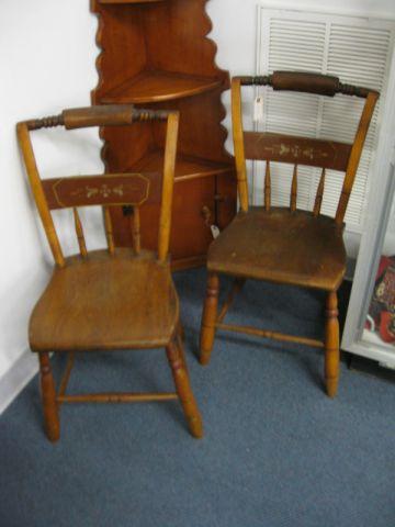 Appraisal: Pair of th Century Side Chairs Hitchcock style plank seats