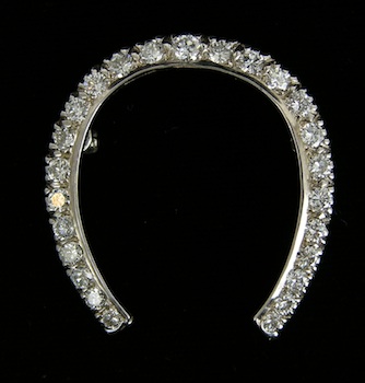 Appraisal: A Diamond Horseshoe Brooch k white gold brooch in the