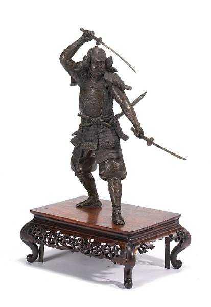 Appraisal: An imposing bronze figure of a samurai Meiji Period Standing