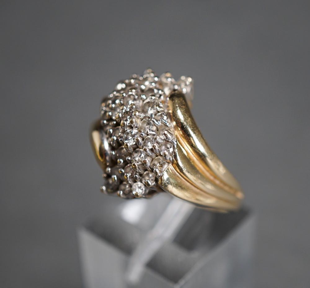 Appraisal: -KARAT YELLOW-GOLD AND DIAMOND CLUSTER RING GROSS DWT SIZE -Karat