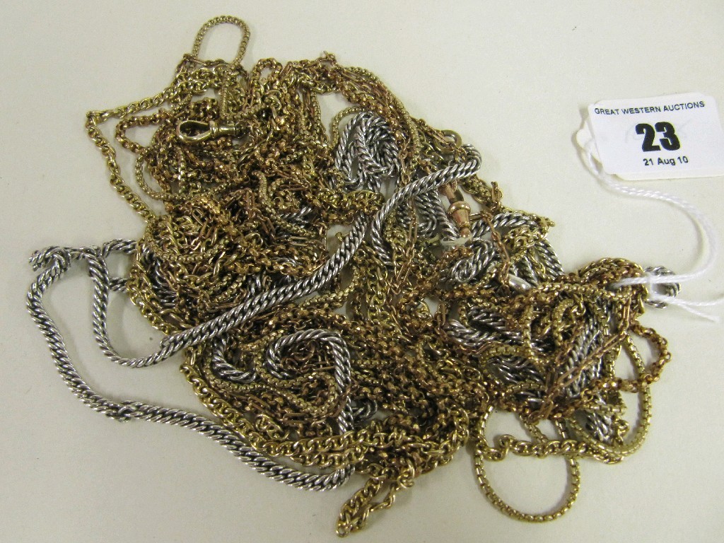 Appraisal: Lot comprising four yellow metal guard chains a yellow metal