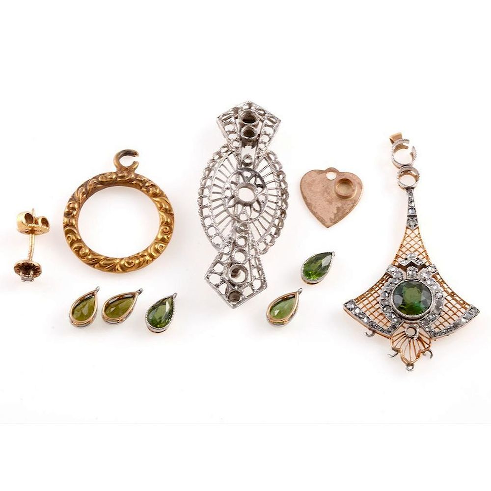 Appraisal: Collection of gem-set jewelry elements and mountings in platinum k