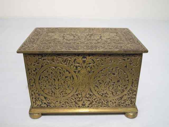 Appraisal: Circa 's gilt bronze jewelry or trinket box Heavily detailed