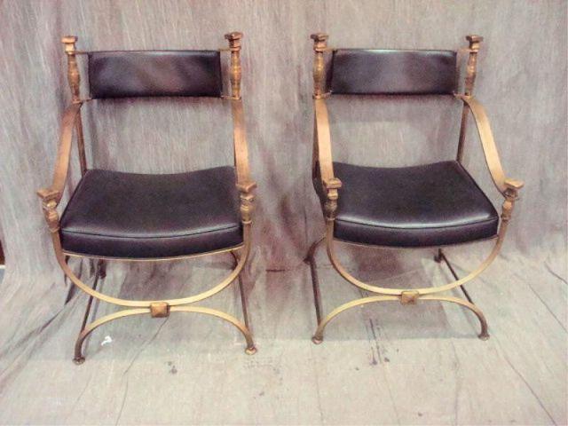 Appraisal: Pair of Bronze Patinated Arm Chairs From a Long Island