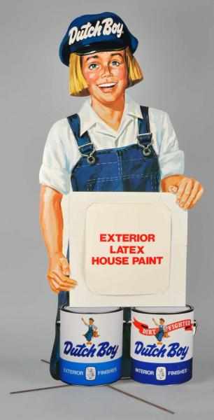 Appraisal: Cardboard Dutch Boy Paint Die-Cut Sign Description With metal stand