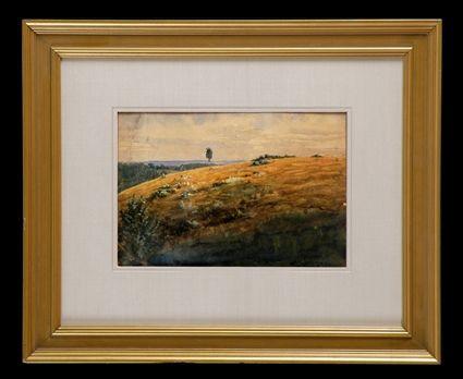 Appraisal: AFTER HENRI JOSEPH HARPIGNIES - HILLTOP LANDSCAPE Watercolor on artistboard