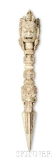 Appraisal: Bone Carving of a Ceremonial Dagger Phurba Bone Carving of