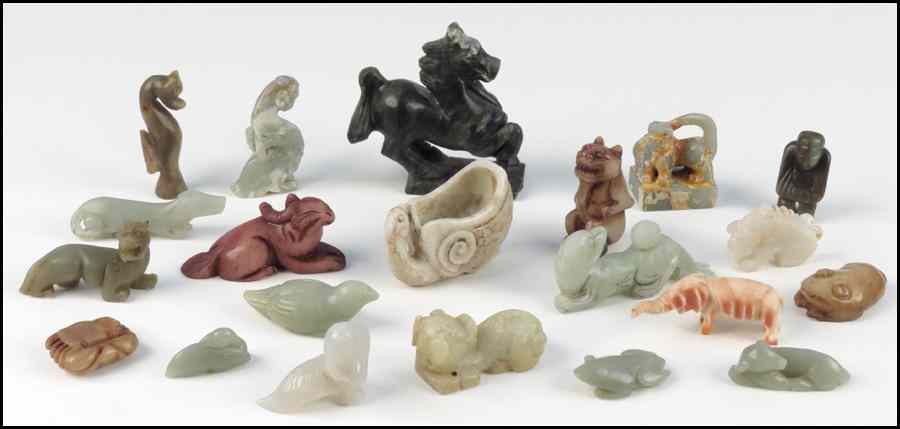 Appraisal: COLLECTION OF CHINESE CARVED STONE ANIMALS Condition No Specific Condition