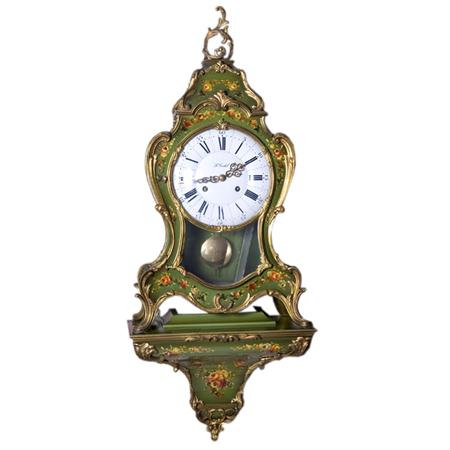 Appraisal: Louis XV Style Gilt-Metal Mounted Painted Wood Bracket Clock and