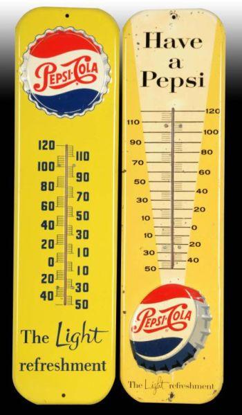 Appraisal: Lot of Pepsi-Cola Embossed Tin Thermometers Description The Have a