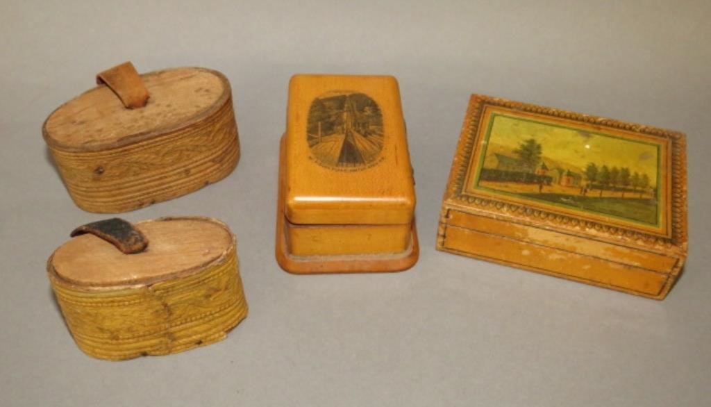 Appraisal: ASSORTED SMALL BOXESca th-early th century small Scottish Mauchline-ware souvenir