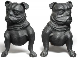 Appraisal: Pair of Cast Iron Bulldog Andirons First half th century