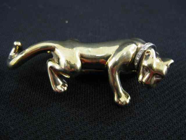 Appraisal: k Figural Brooch of a Panther diamond collar '' signed