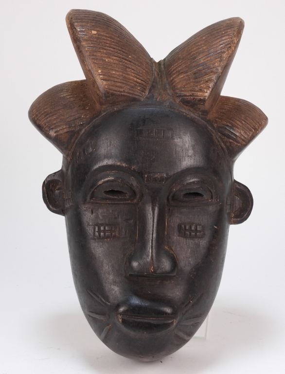 Appraisal: AFRICAN BAULE TRIBE CARVED WOOD PORTRAIT MASK AfricaEarly th CenturyFigure