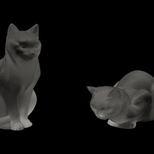 Appraisal: A Pair of Lalique Cat Figures Second Half th Century