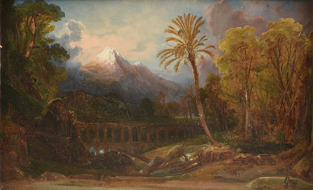 Appraisal: JEAN-BAPTISTE-LOUIS GROS French - A PAINTING South American Aqueduct and