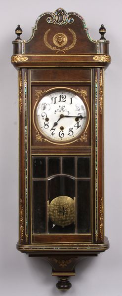 Appraisal: Antique wall clock with mother-of-pearl inlay h x w x