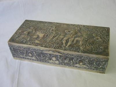 Appraisal: A GERMAN BOX of oblong form the lid embossed with