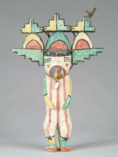 Appraisal: PAINTED AND CARVED KACHINA HOPI DOLL Figure representing Salakomana in