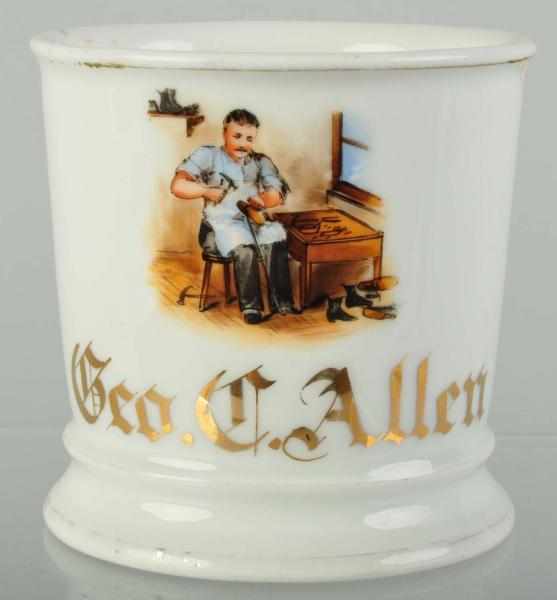 Appraisal: Shoemaker or Cobbler Shaving Mug Description Gilt name George C