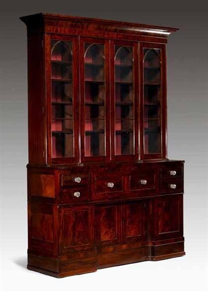 Appraisal: Late Classical mahogany breakfront circa In three parts the molded