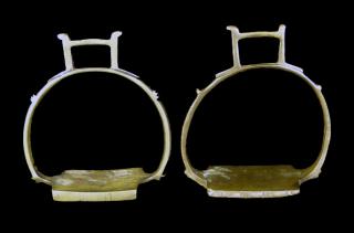 Appraisal: Lot of Two th Century Chinese Brass Stirrups Cast Using