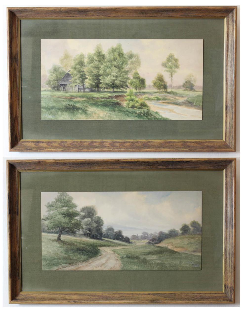 Appraisal: J LANE TWO LANDSCAPE WATERCOLORS ON PAPER circa early to