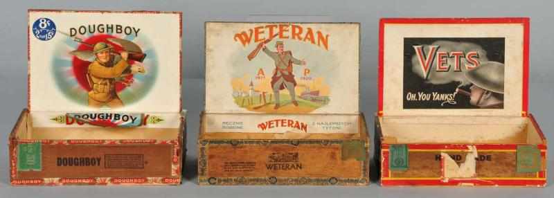 Appraisal: Lot of WWI-Related Cigar Boxes Description All are rare Includes