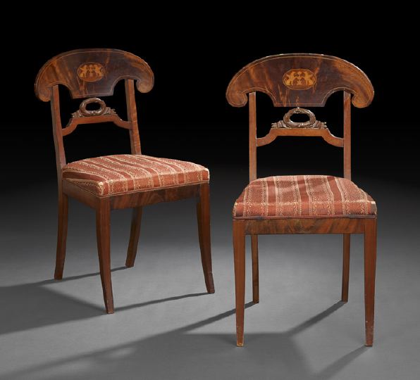 Appraisal: Pair of Continental Neoclassical Mahogany Sidechairs mid- th century each