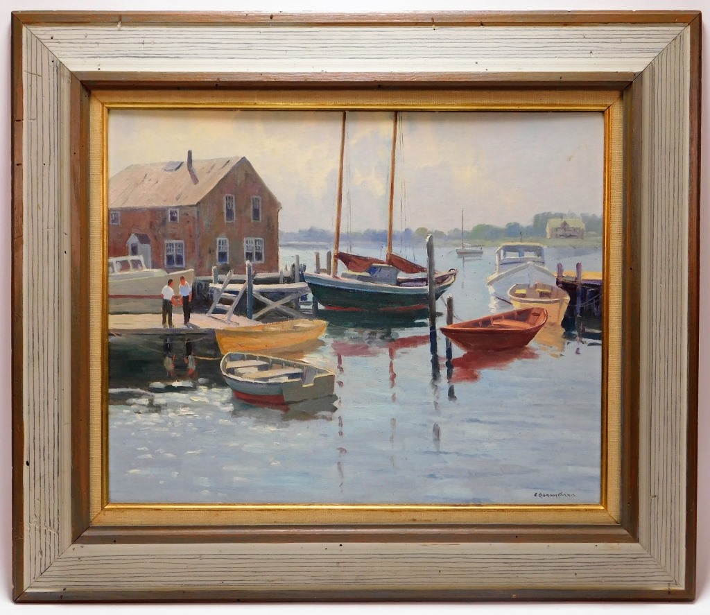 Appraisal: C GORDON HARRIS IMPRESSIONIST HARBOR PAINTING Rhode Island - Depicts