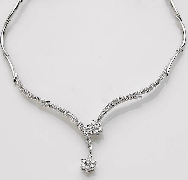 Appraisal: A diamond and k white gold necklace estimated total diamond