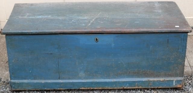 Appraisal: EARLY TH C SEA CHEST IN OLD BLUE PAINT ROPEHANDLES