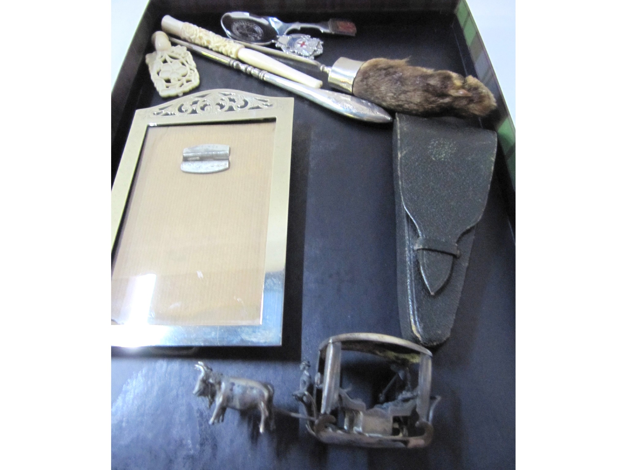 Appraisal: A box of miscellania - photo frame manicure set etc