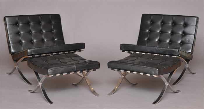 Appraisal: LUDWIG MIES VAN DER ROHE KNOLL PAIR OF CHROME-PLATED STEEL