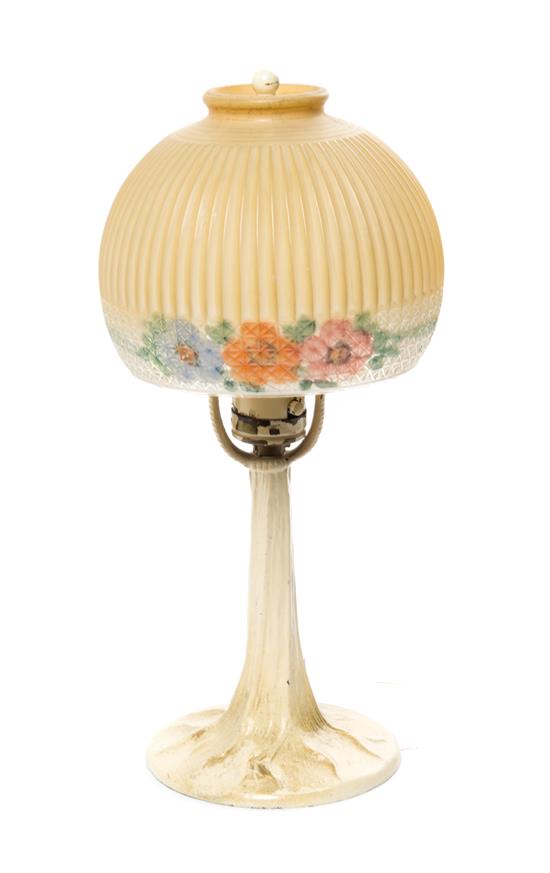 Appraisal: Sale Lot An American Reverse Painted Boudoir Lamp the ribbed