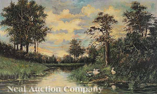 Appraisal: L Rommel German th c Forest Stream oil on canvas