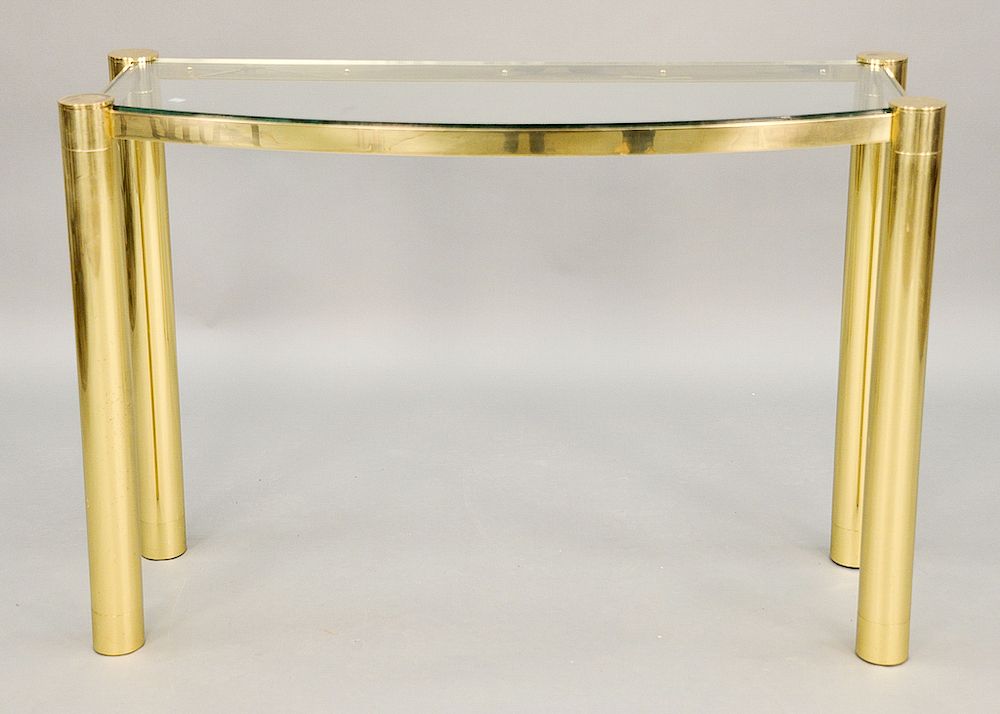 Appraisal: Karl Springer brass and glass console table signed on side