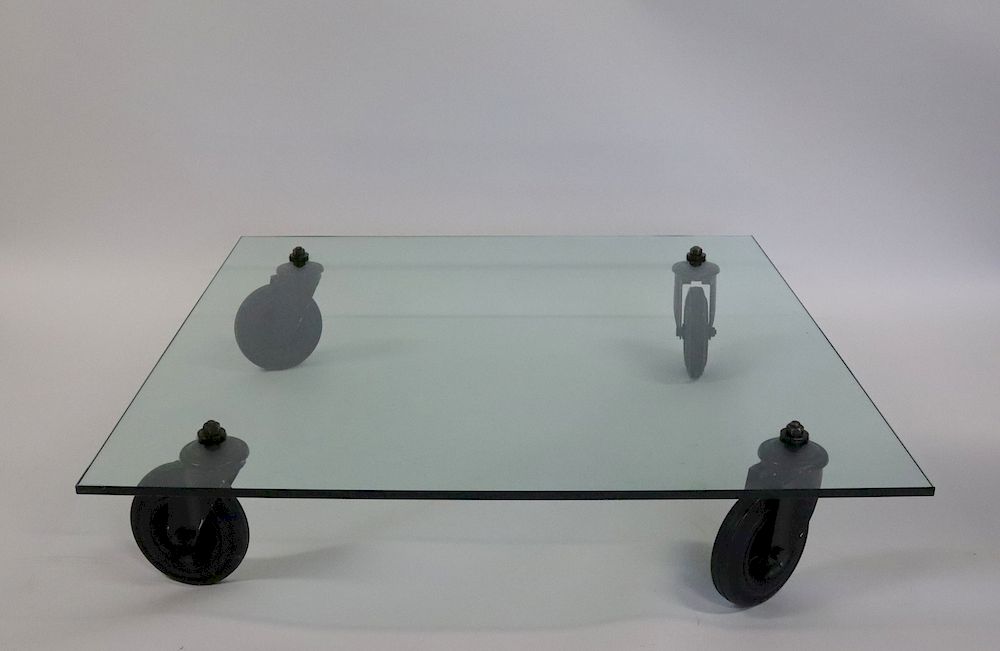 Appraisal: GAE AULENTI TAVOLO CON RUOTE COFFEE TABLE Signed on the