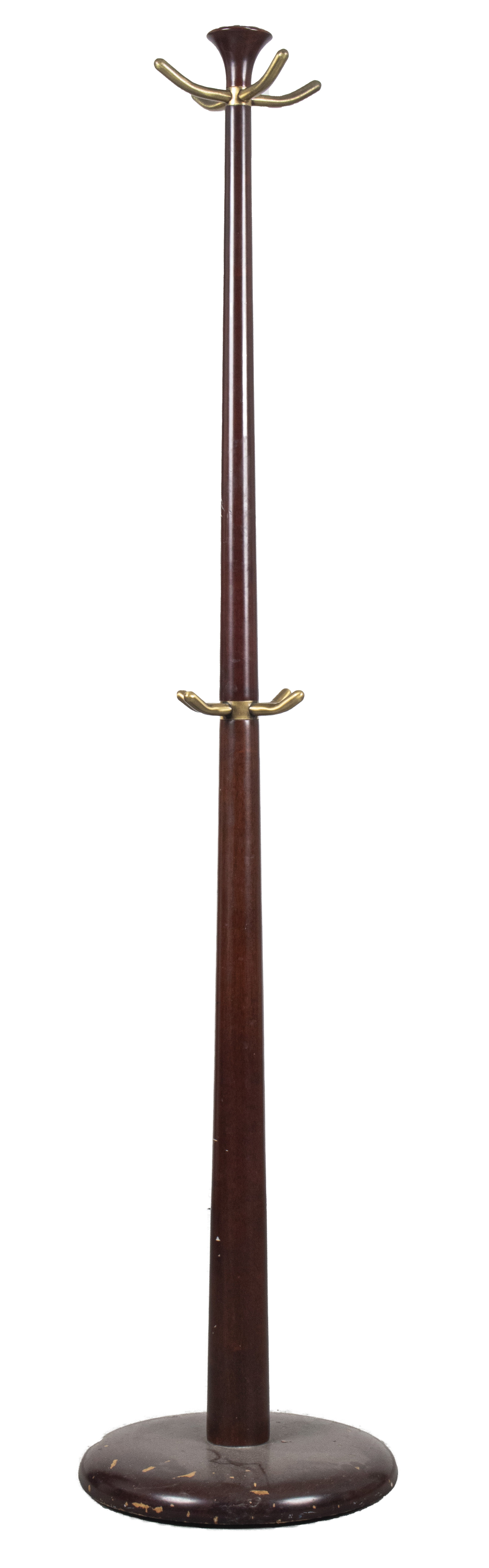 Appraisal: WOOD AND BRASS COAT HAT RACK Wood and brass coat