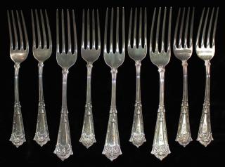 Appraisal: Whiting Mfg Co Egyptian Sterling Silver Forks Incl salad forks