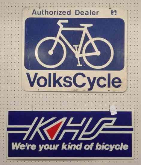 Appraisal: Lot of sheet metal signs including ''Volks Cycle'' '' x