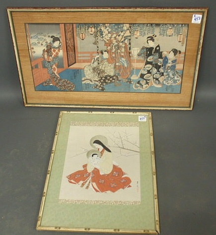 Appraisal: Japanese woodblock print with three sections x and a print