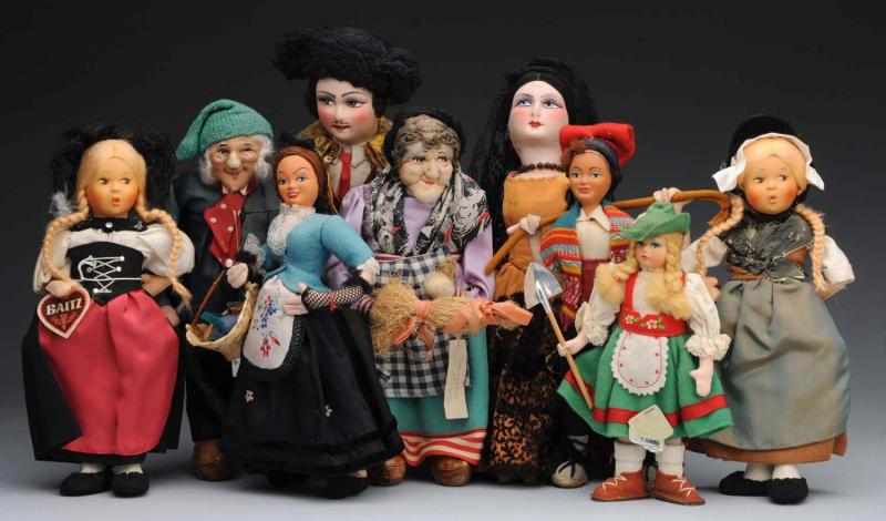 Appraisal: Lot of Travel Dolls Tagged Ravca pair of French peasants